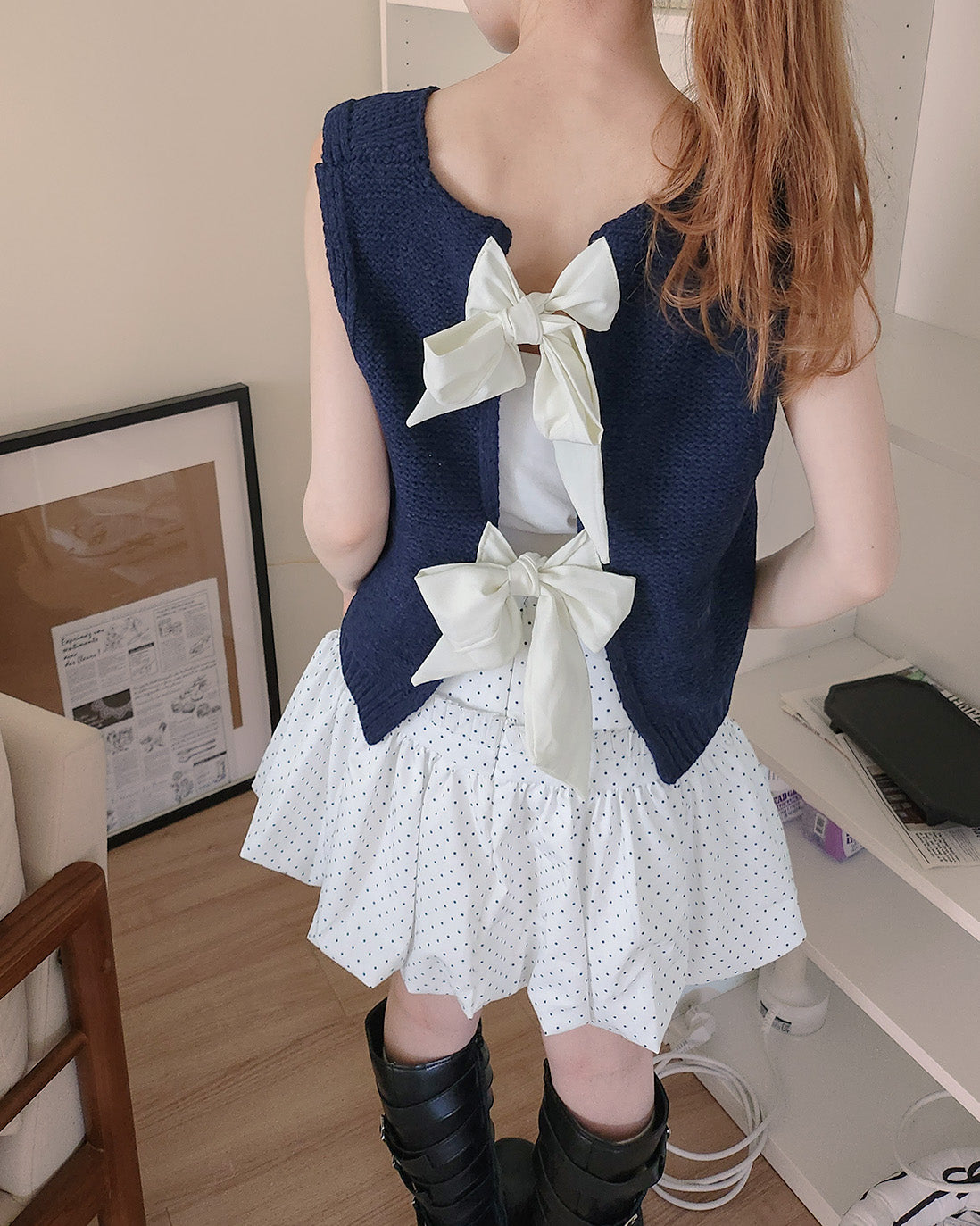 back ribbon knit vest