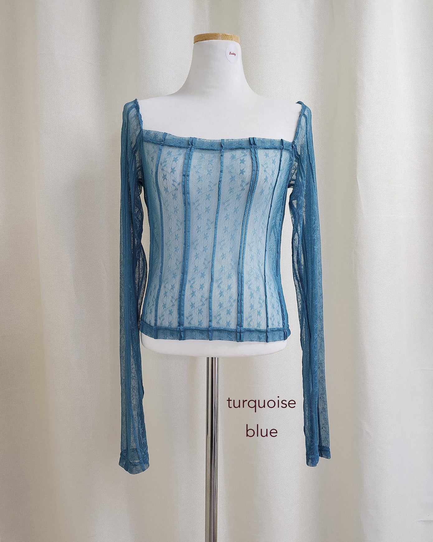 square neck lace sheer top