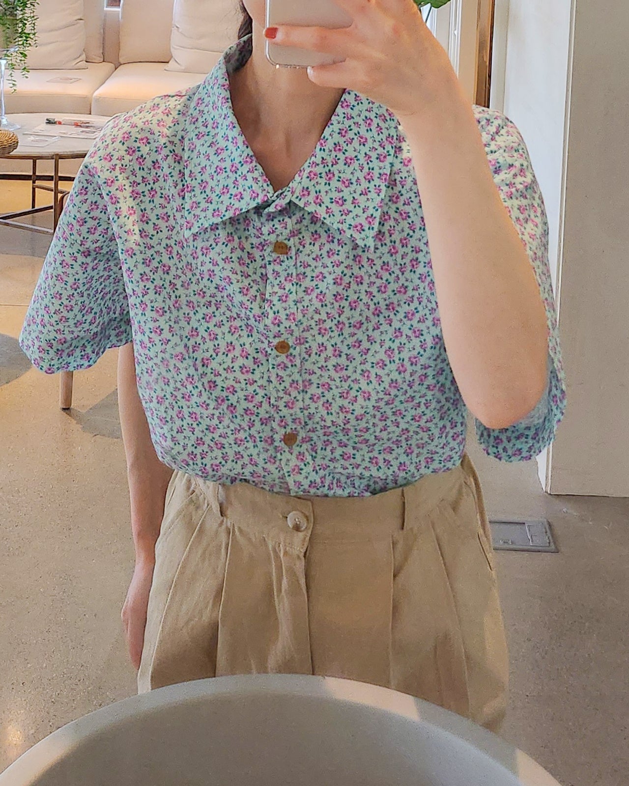 flower open collar shirt