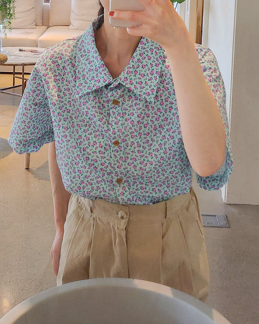 flower open collar shirt