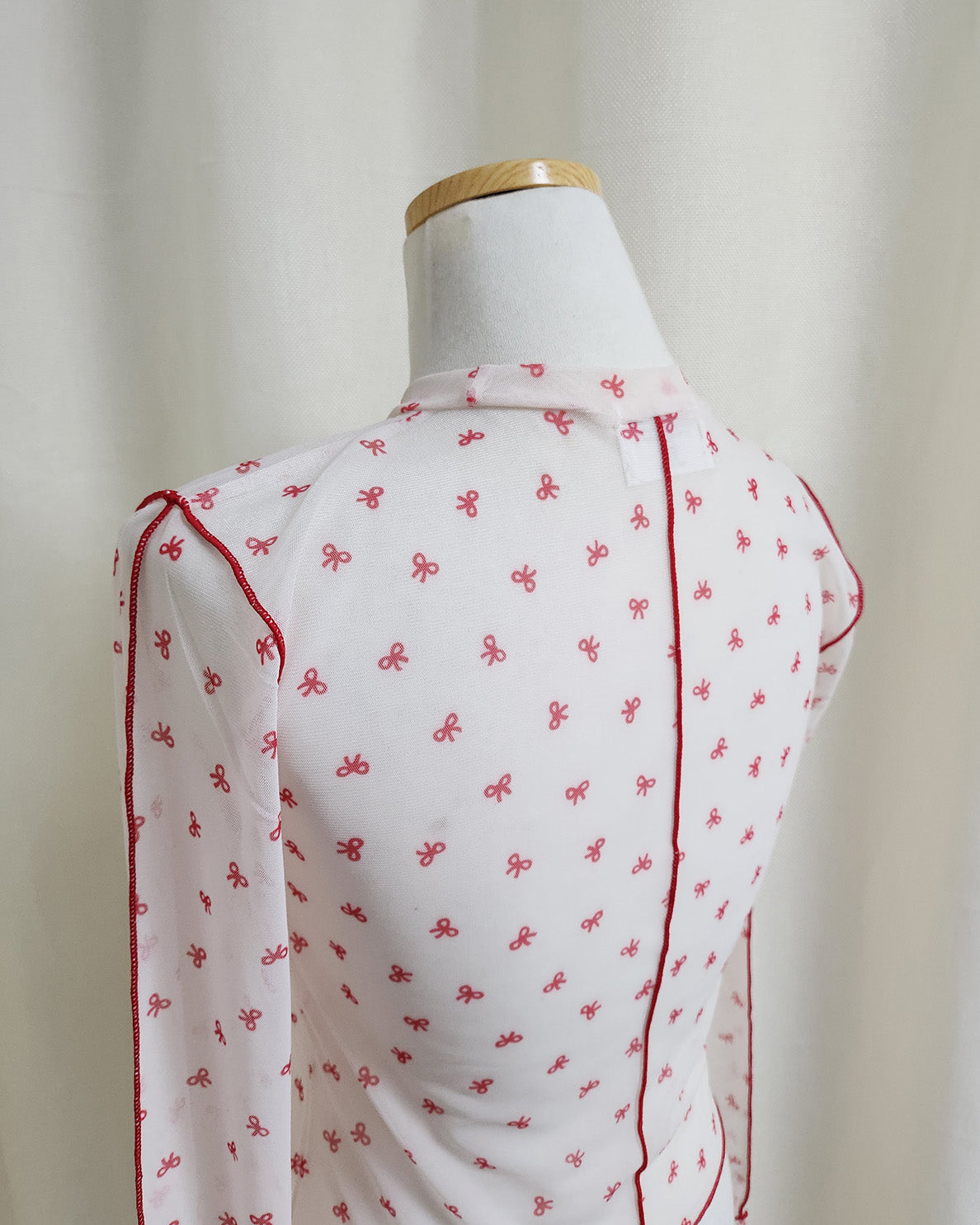 ribbon pattern sheer top