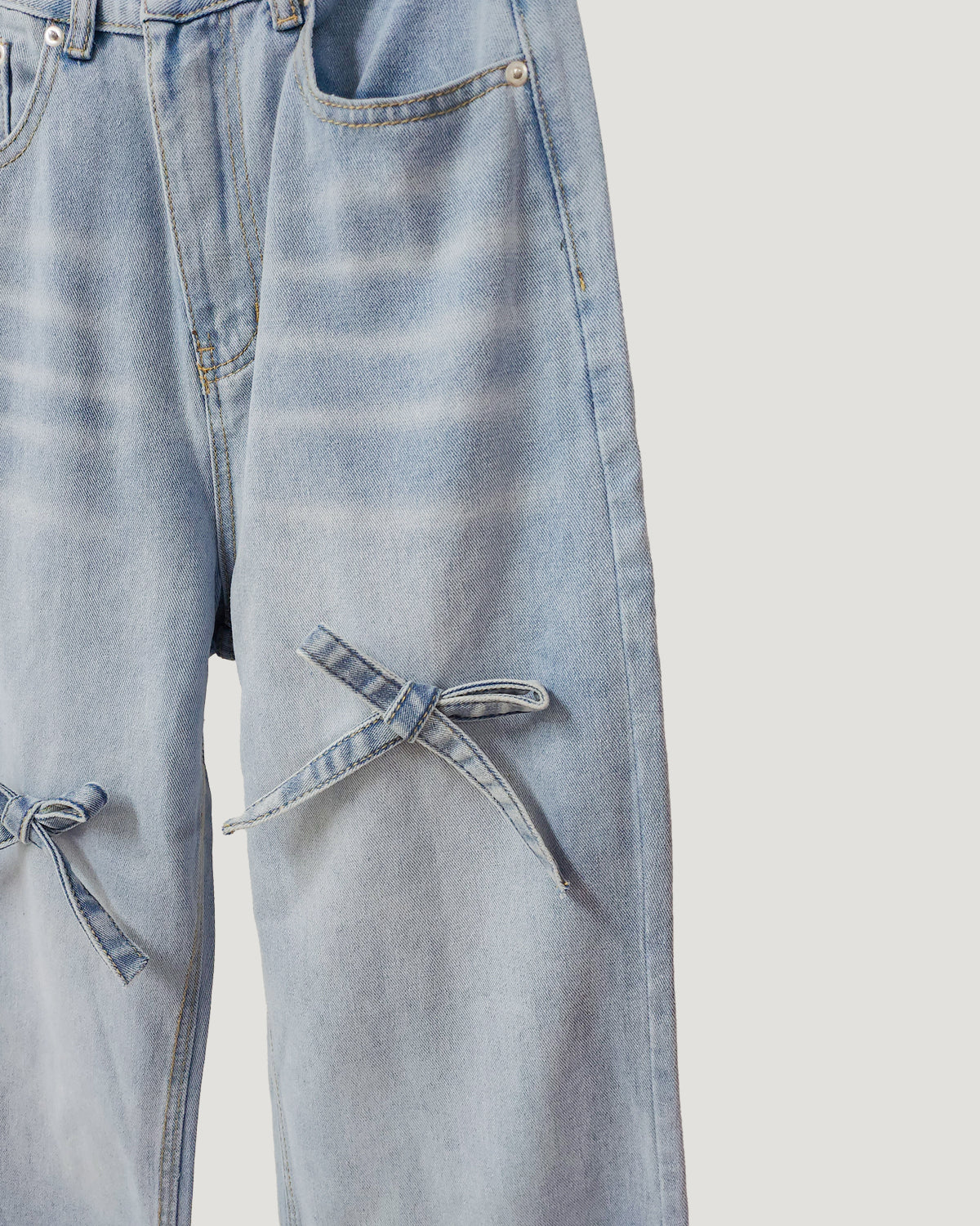 ribbon denim pants