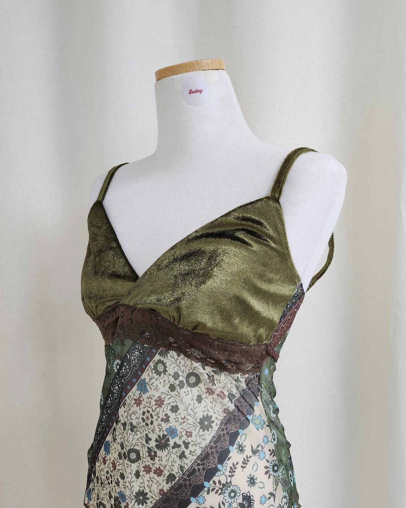 flower velvet switching sheer camisole