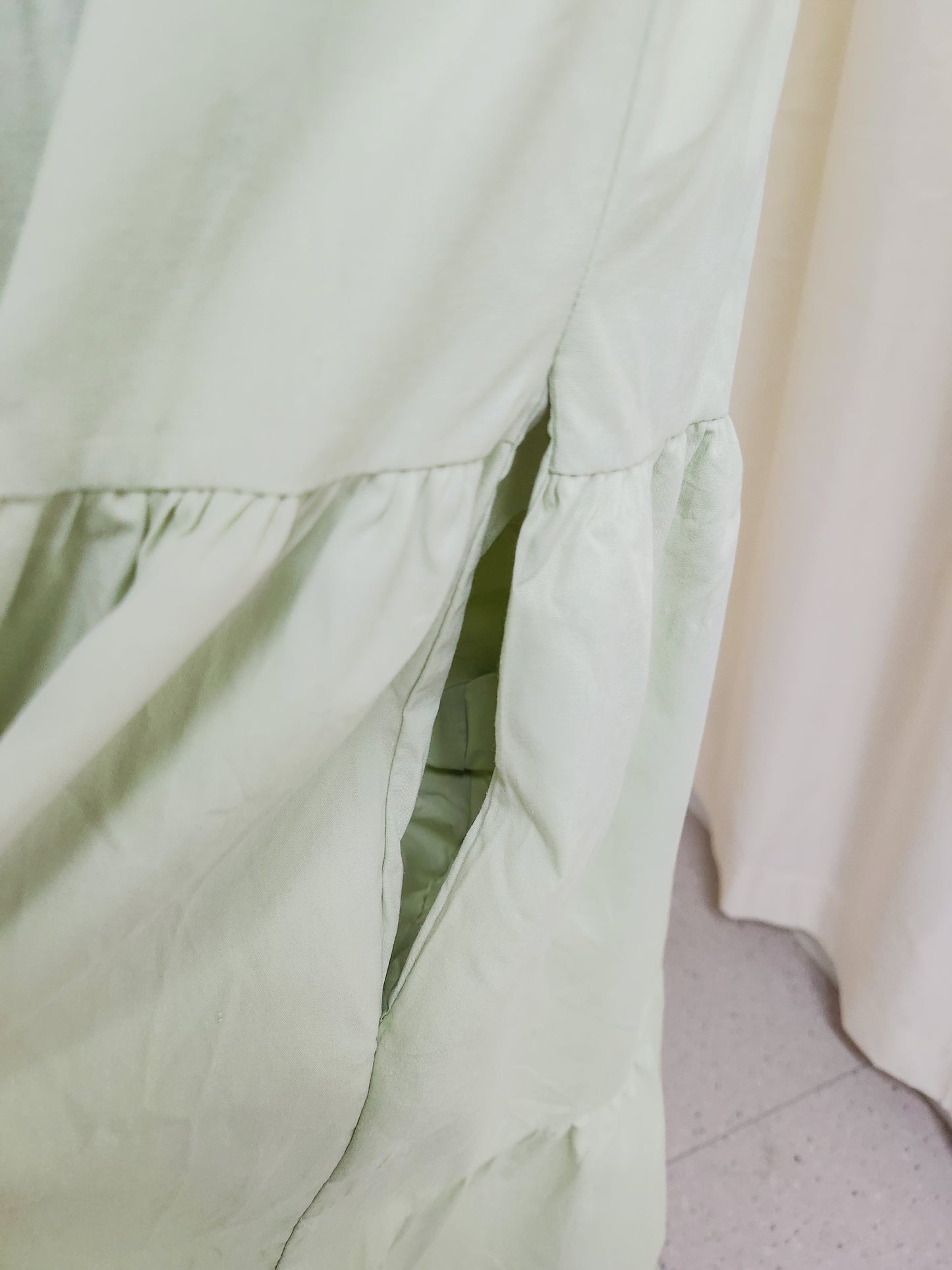 shirring bustier cotton long dress