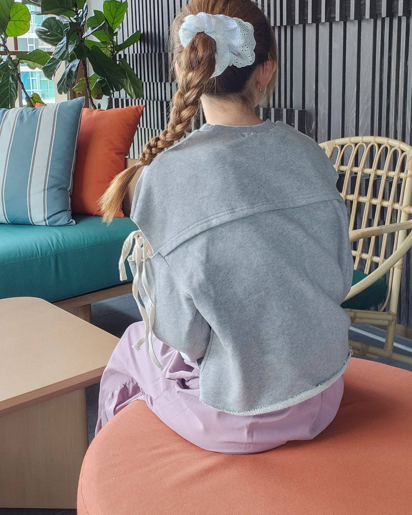 cut out ribbon sweatshirt