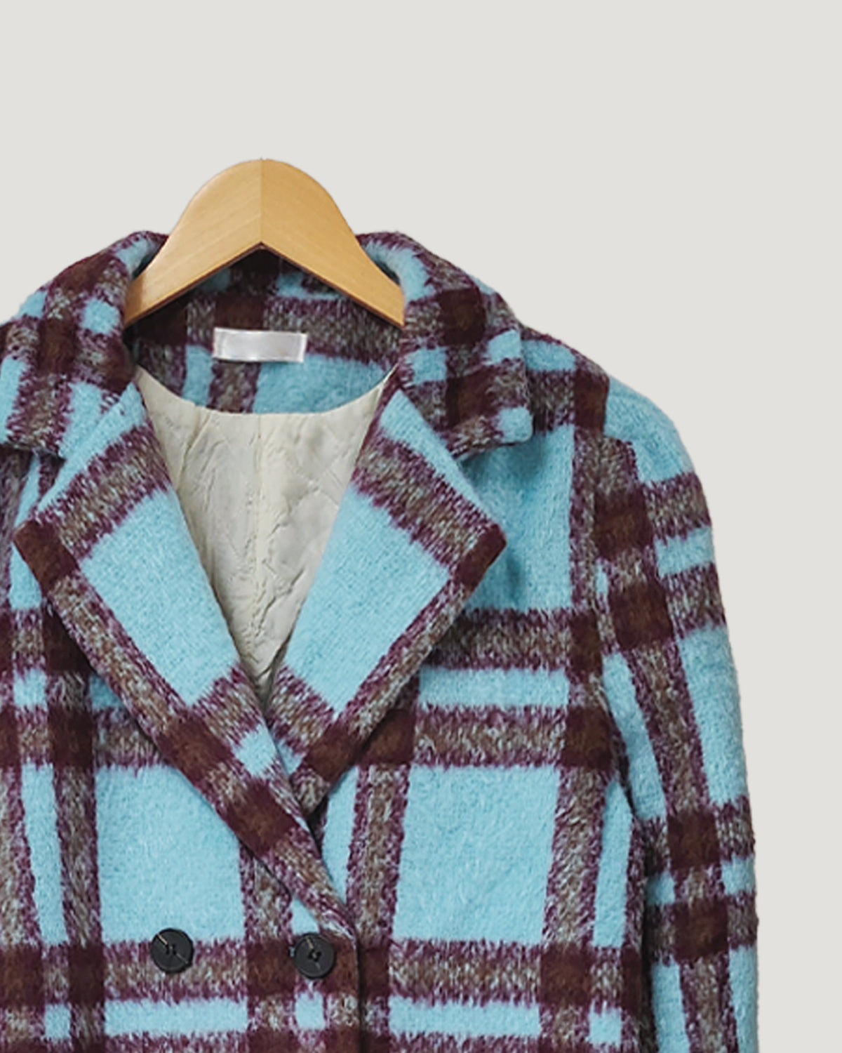 check wool blended coat