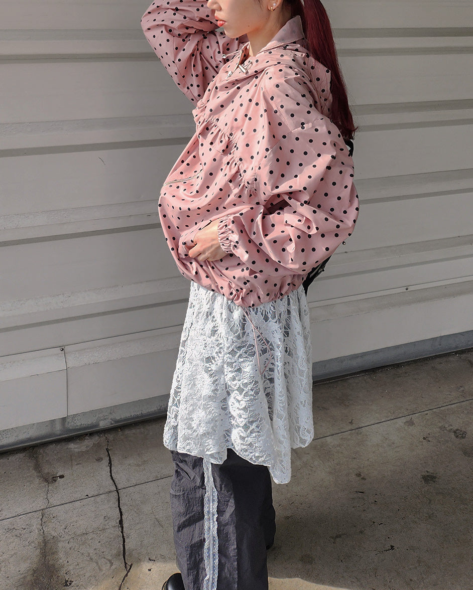 dot frill nylon blouson