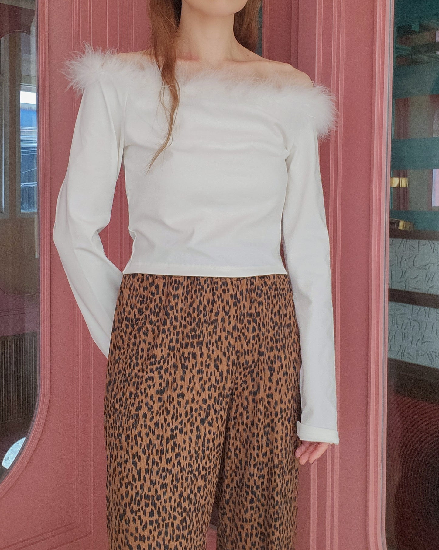 fur off shoulder top