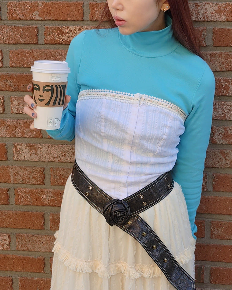 cotton flower lace bustier