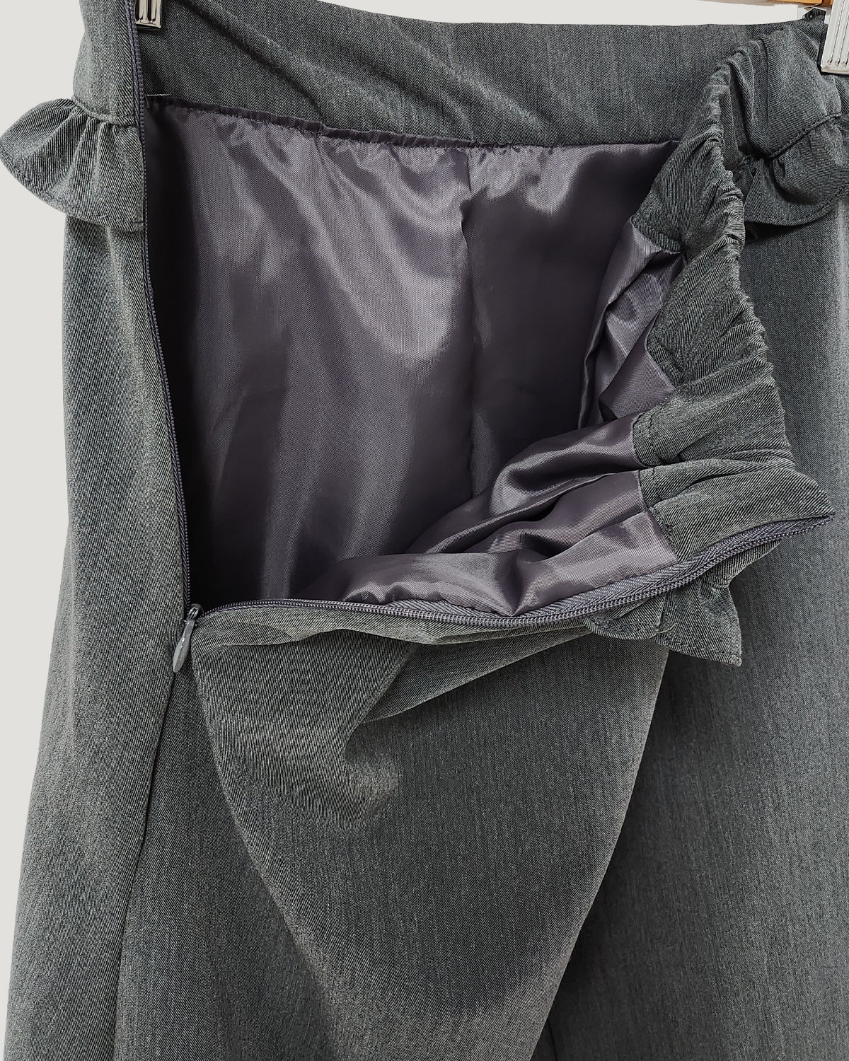 waist frill pleats middle skirt