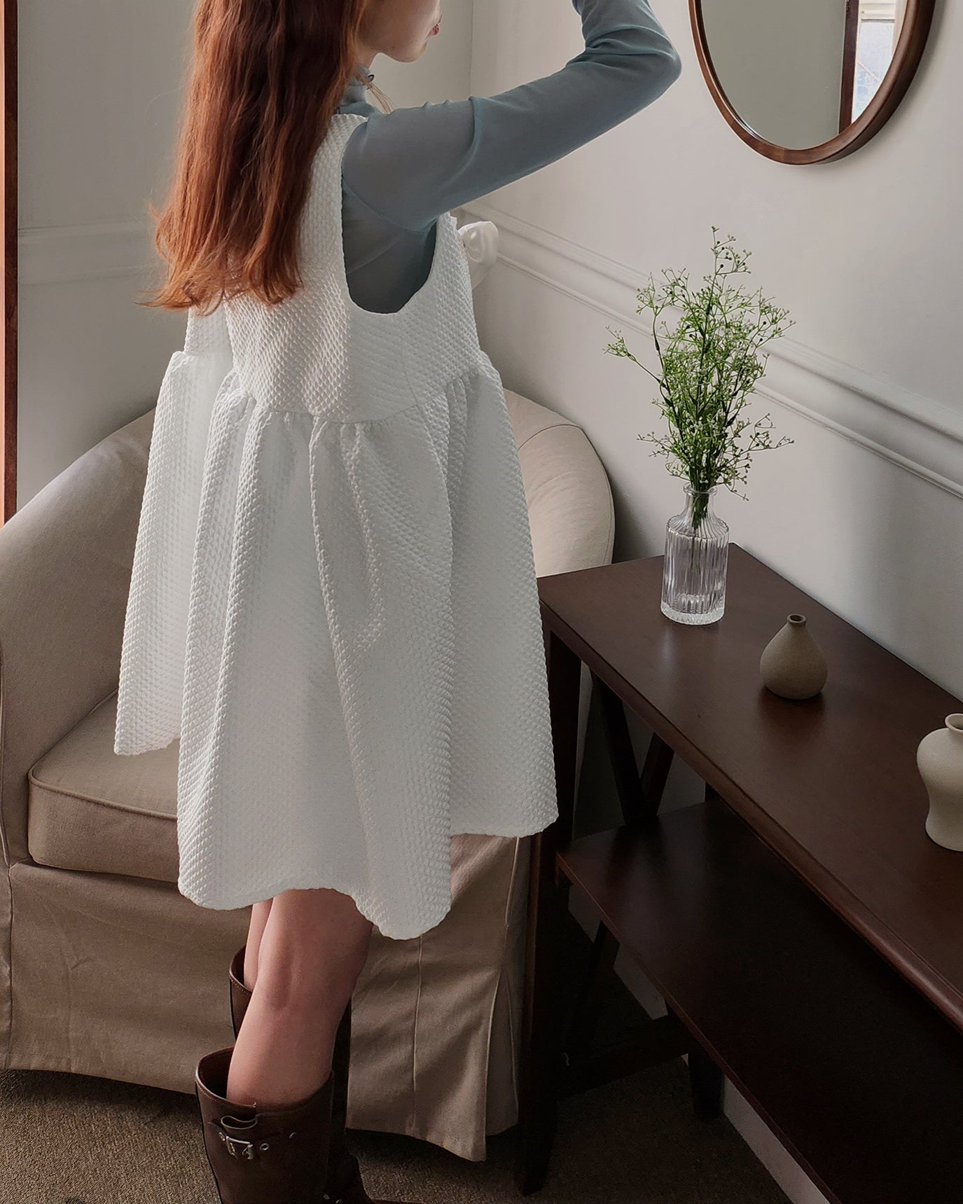 rose corsage set emboss tunic