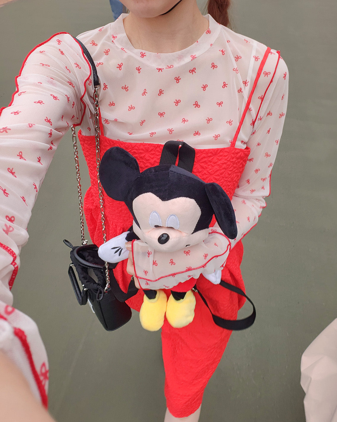 ribbon pattern sheer top