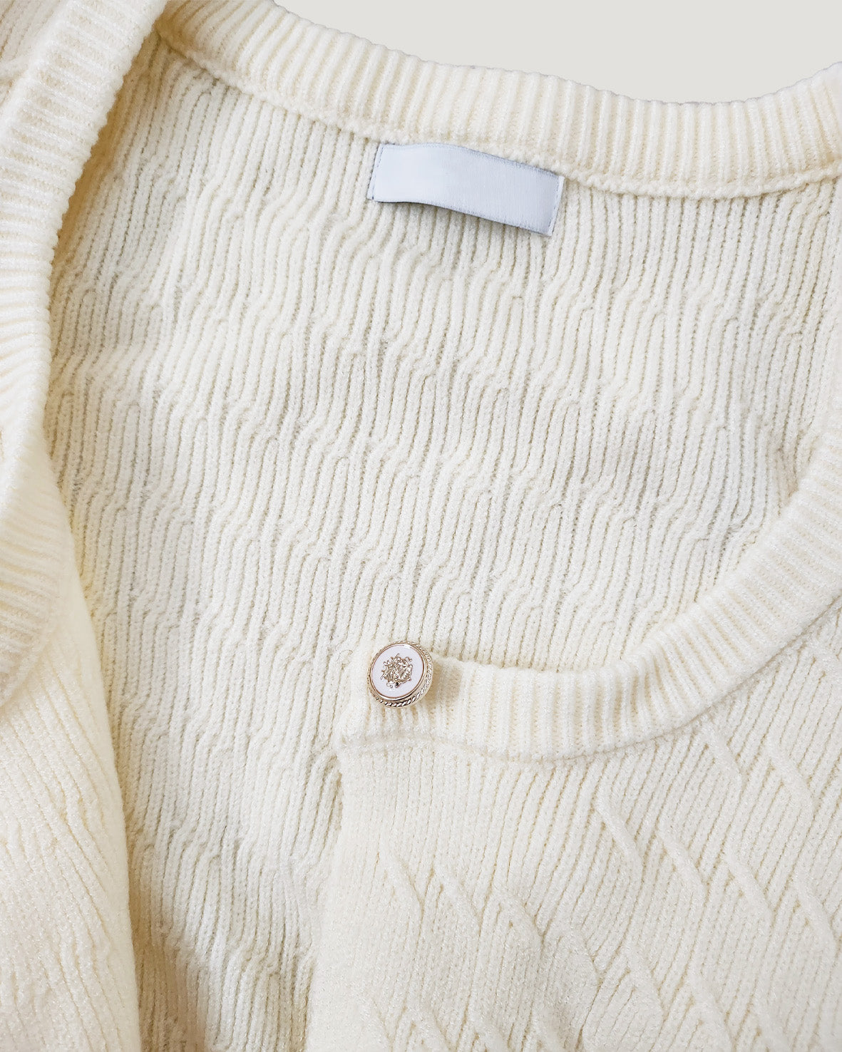 short puff sleeve frill knit cardigan