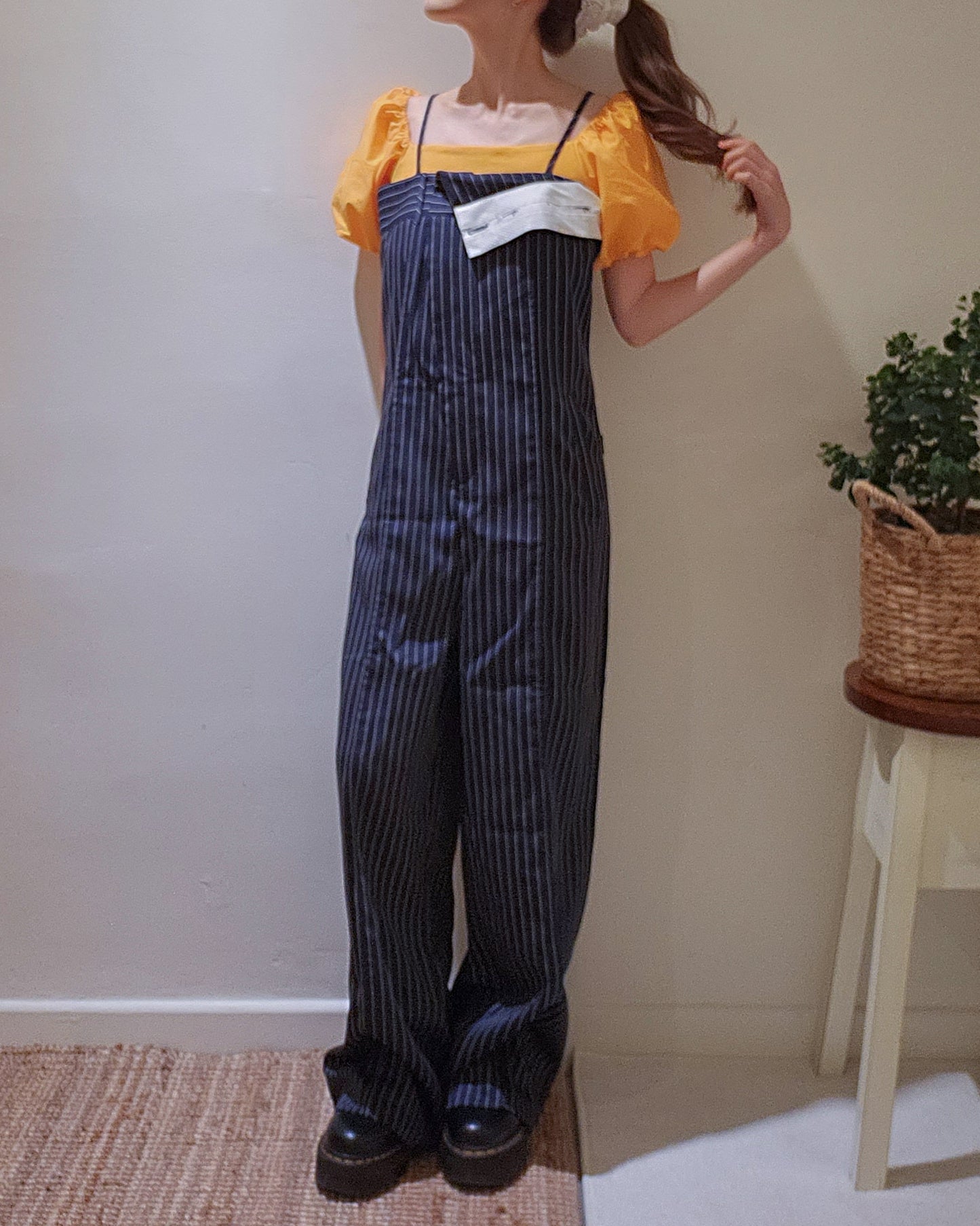 pinstripe design jumpsuit