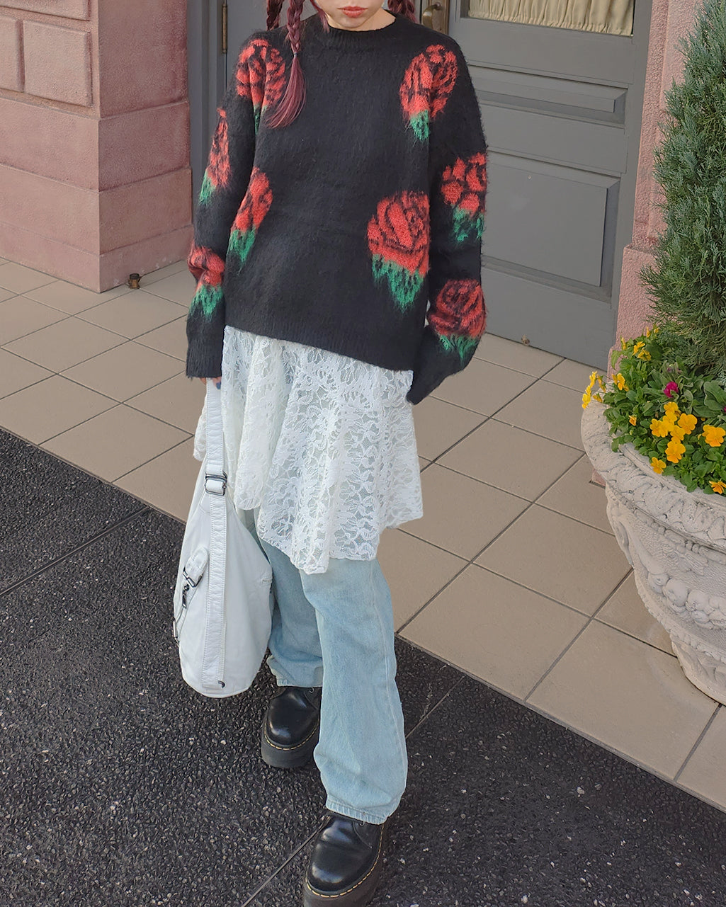 rose knit pullover