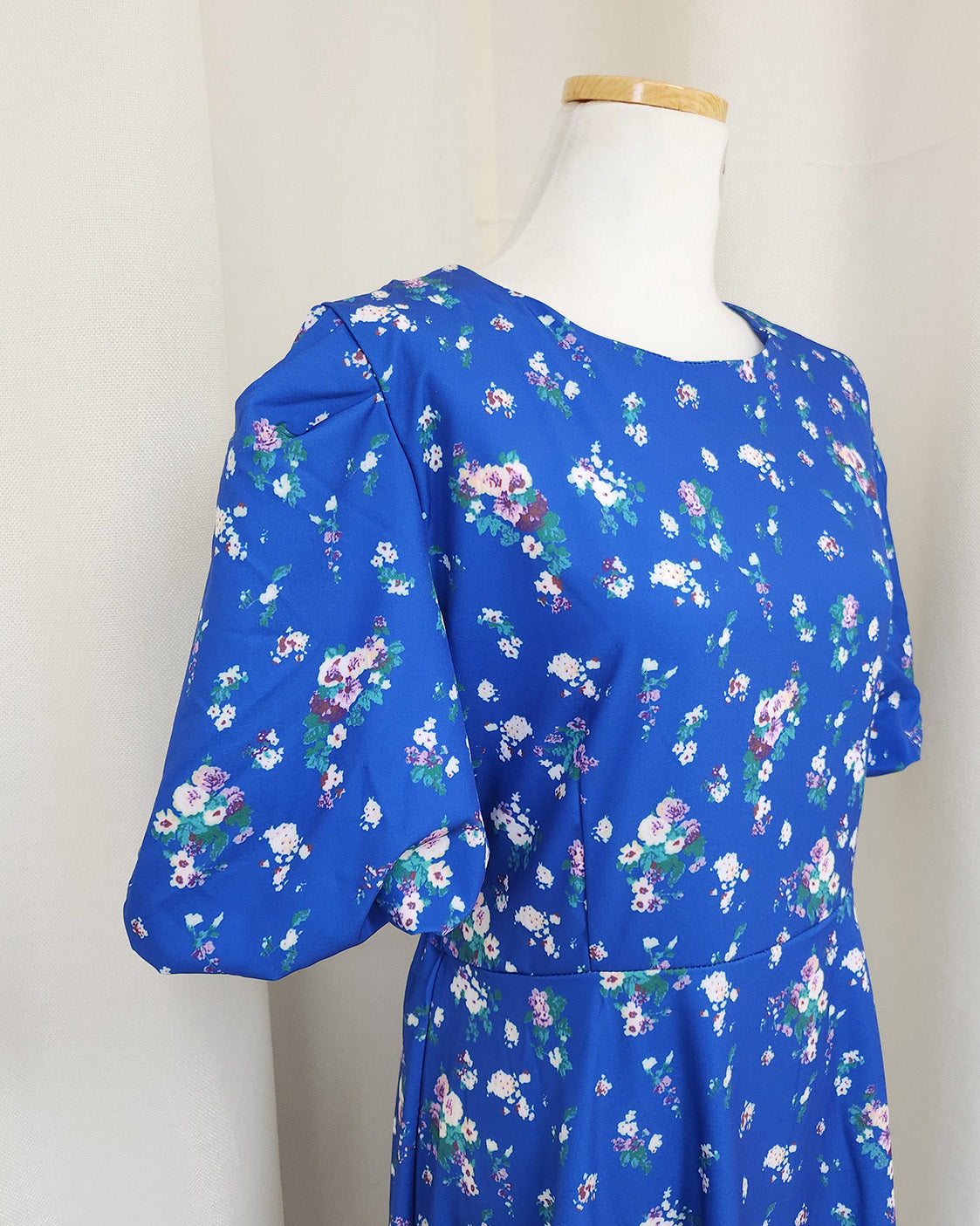 flower puff sleeve long dress