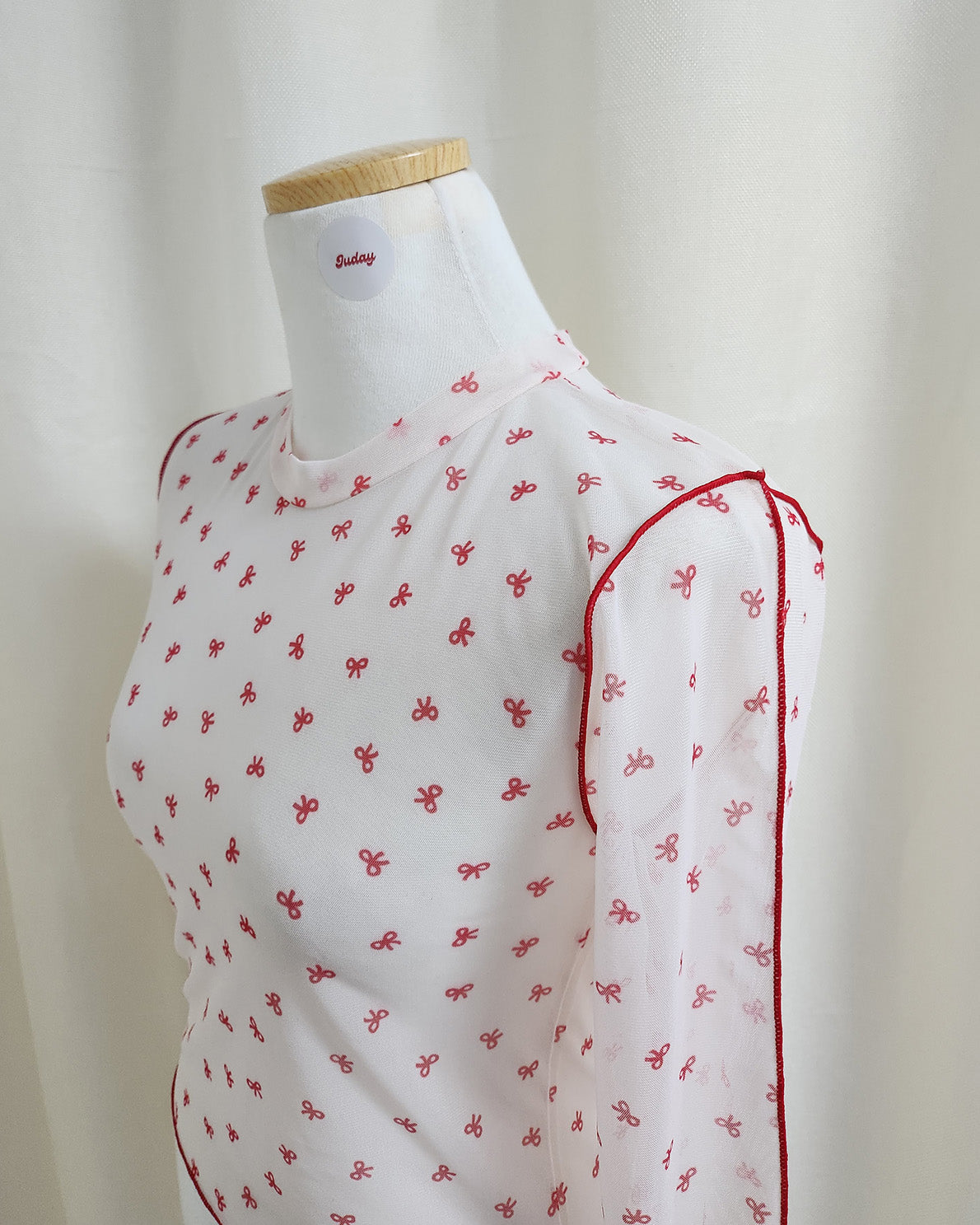 ribbon pattern sheer top