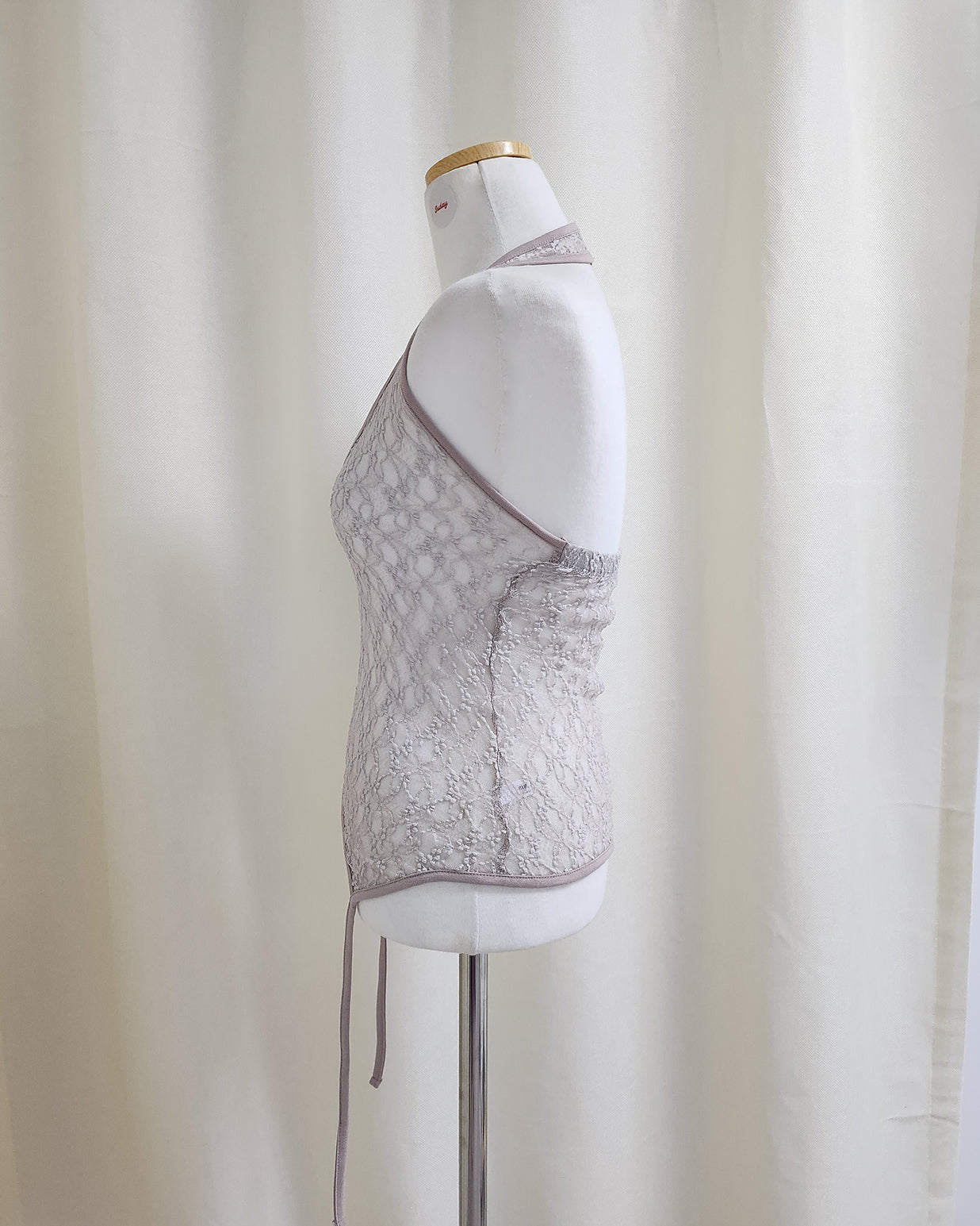 lace sheer halter neck bustier