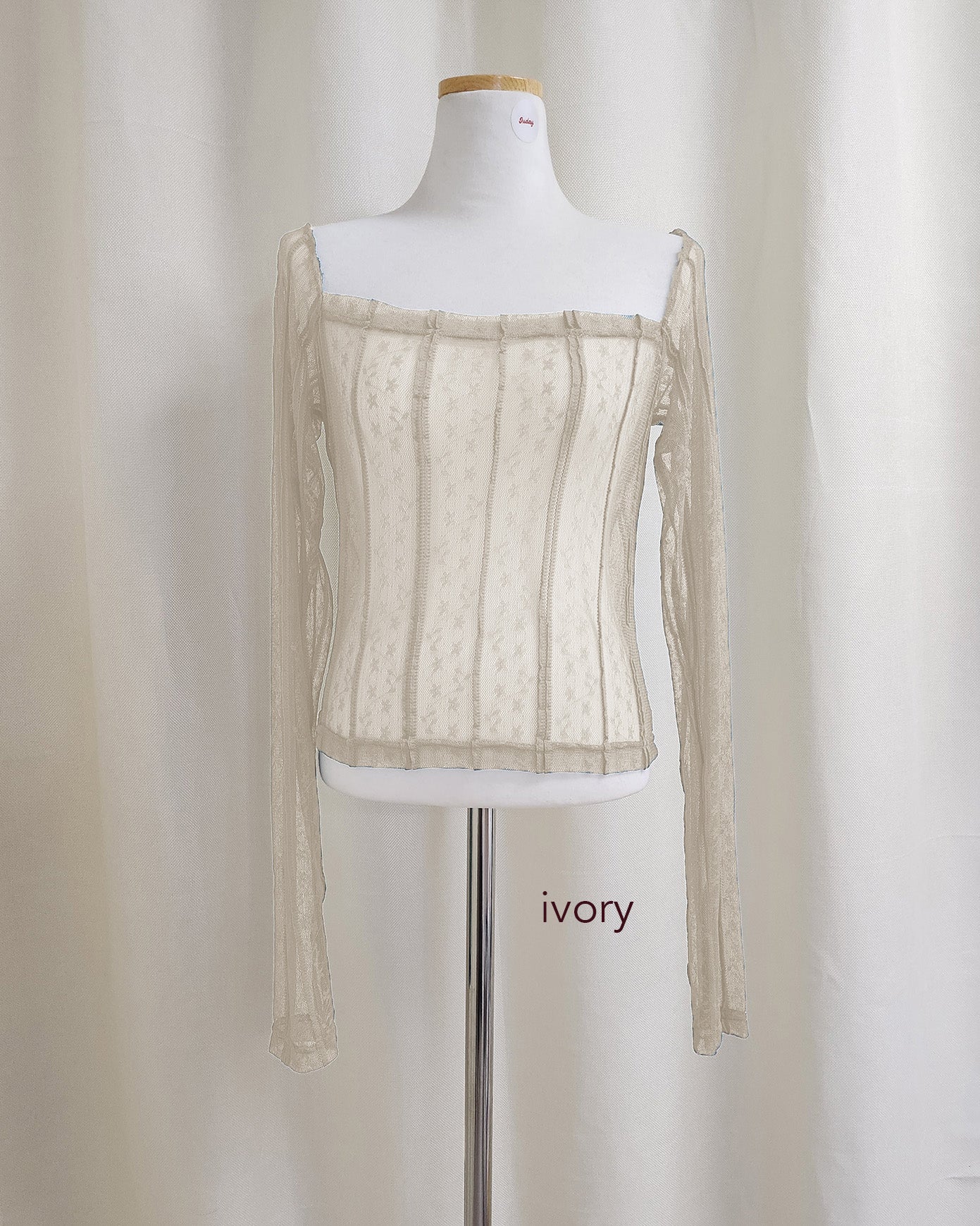 square neck lace sheer top