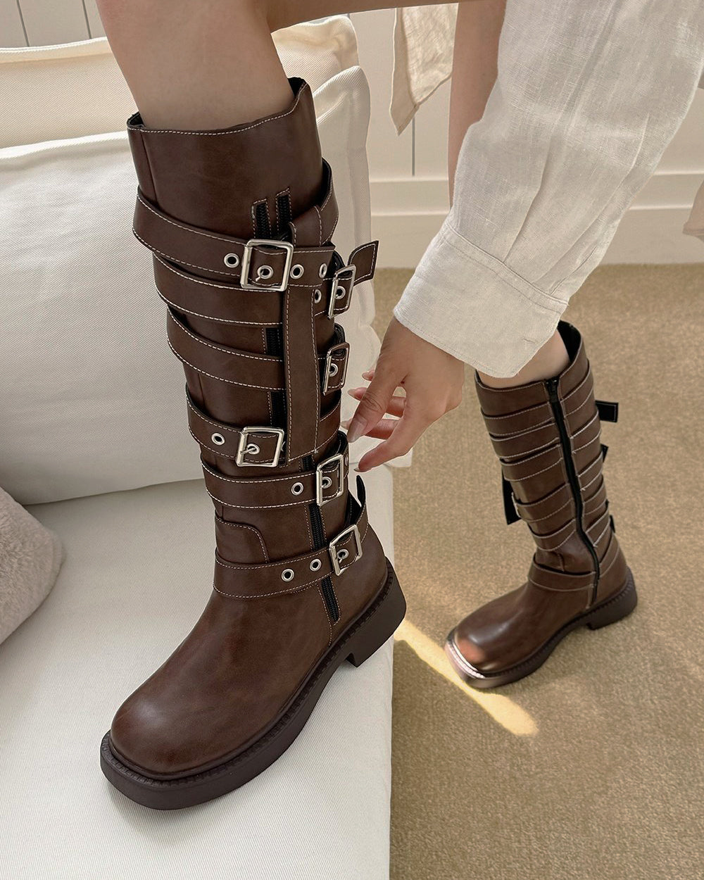 overlapped belt boots