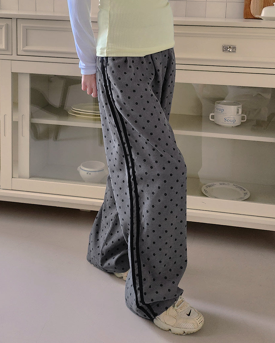 dot side line light corduroy pants
