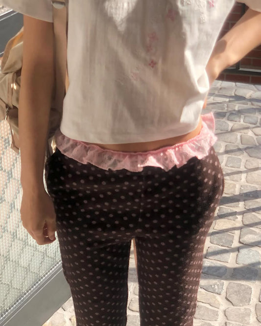 waist frill lace half leggings