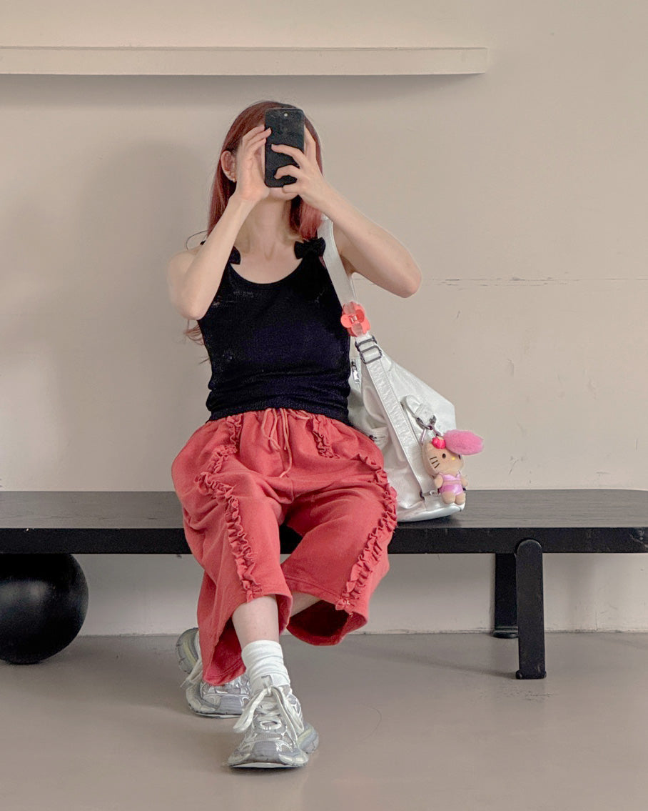 frill sweat half pants