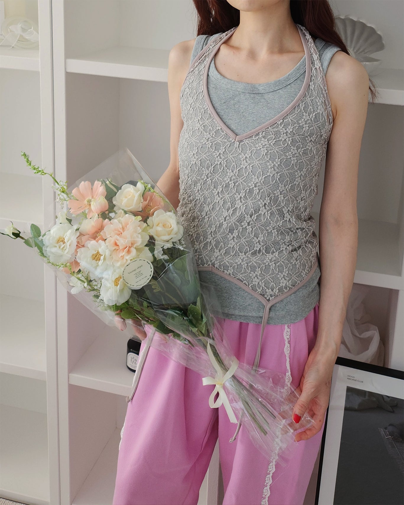 lace sheer halter neck bustier