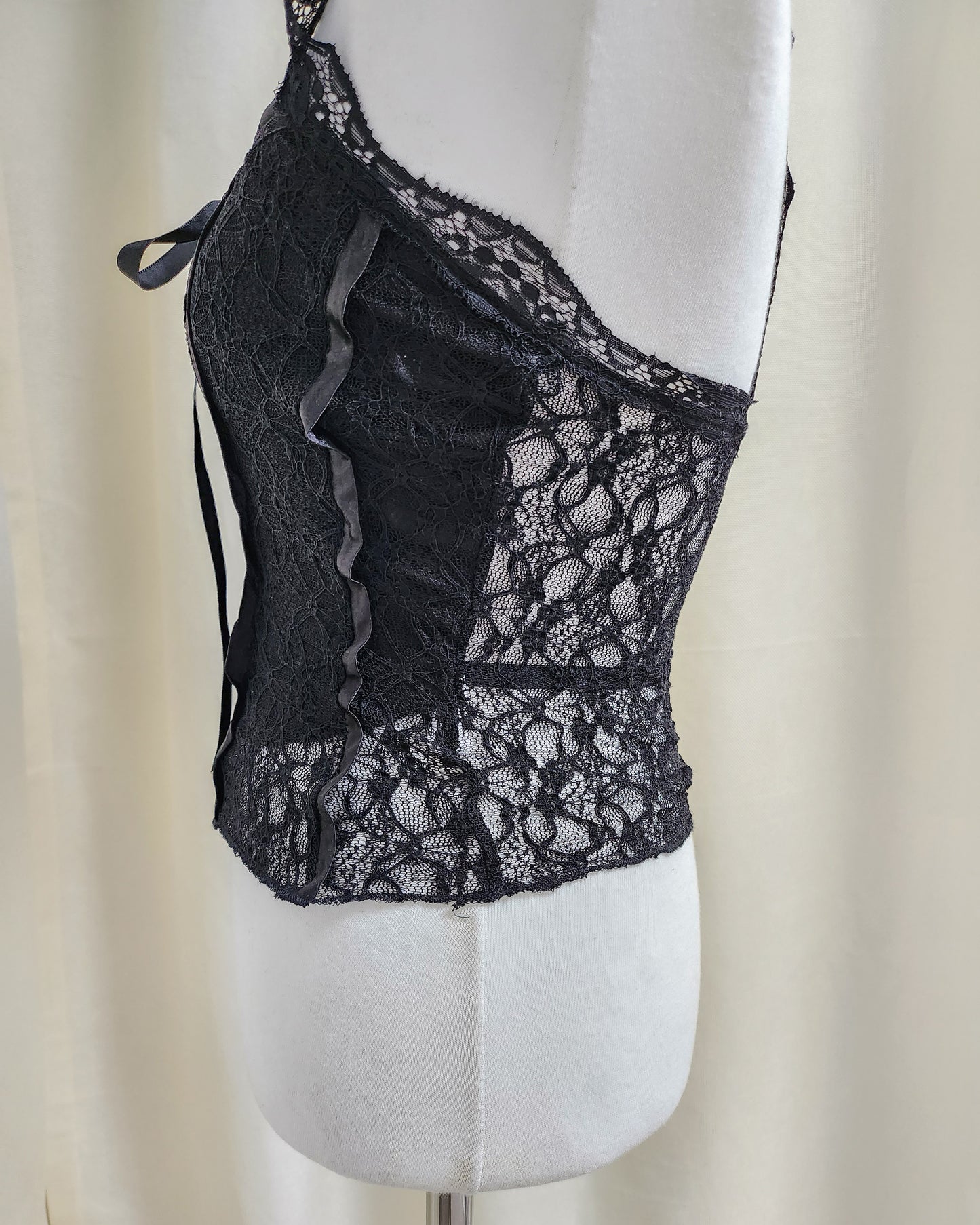 lace ribbon sheer bustier