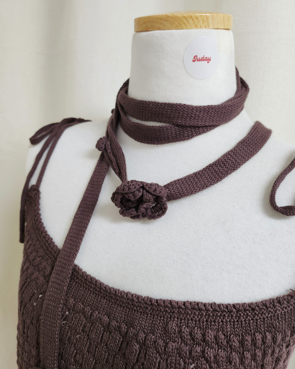 rose scarf knit mini dress