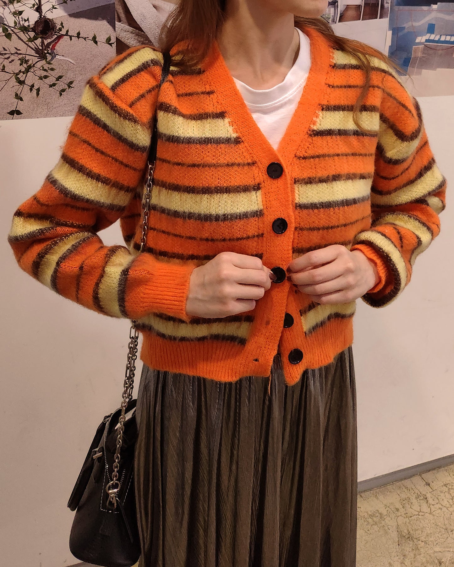 multi stripe knit cardigan