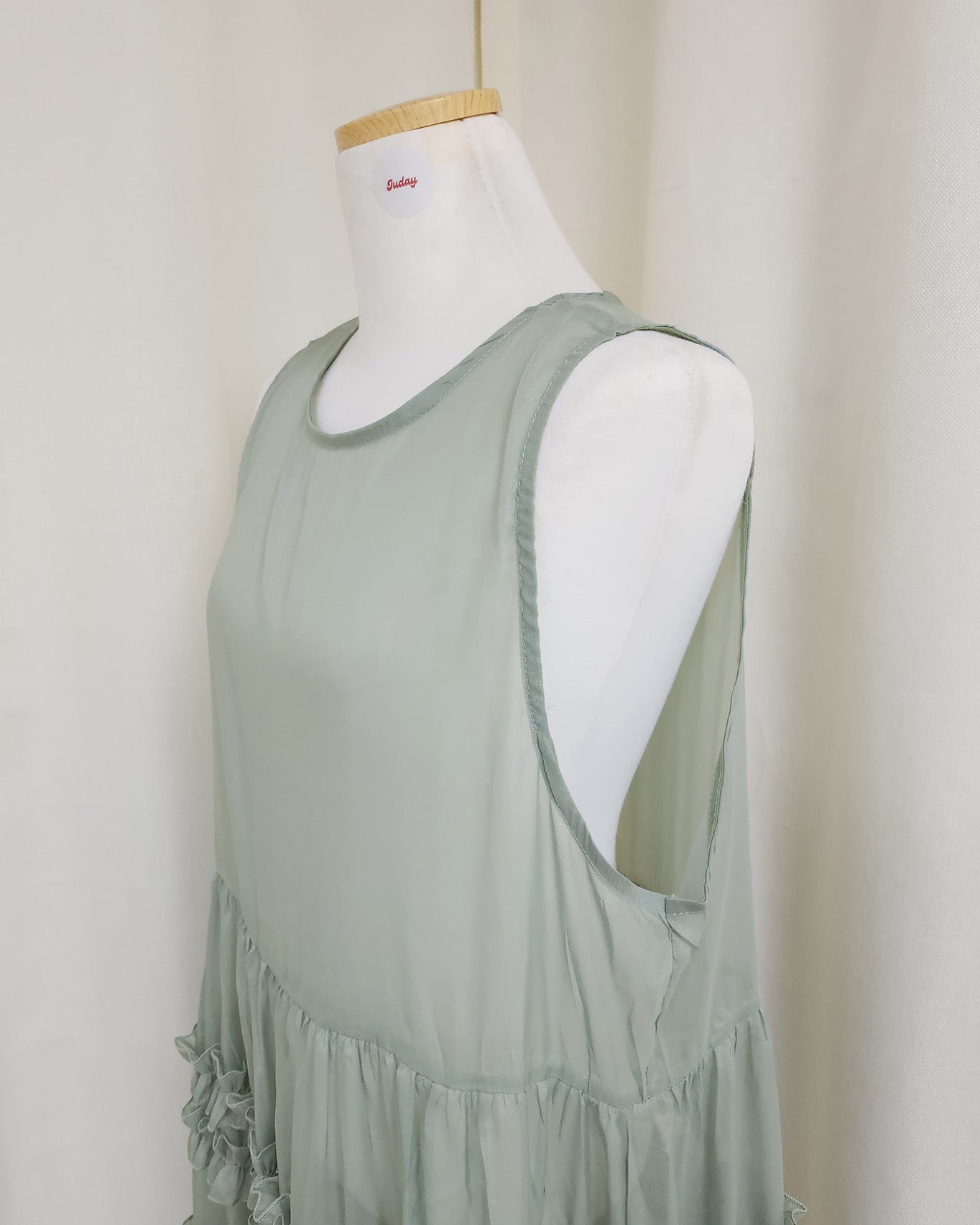 tiered frill sheer long dress