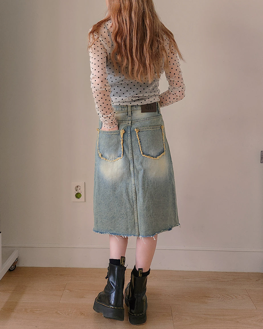 dot sheer long sleeves T