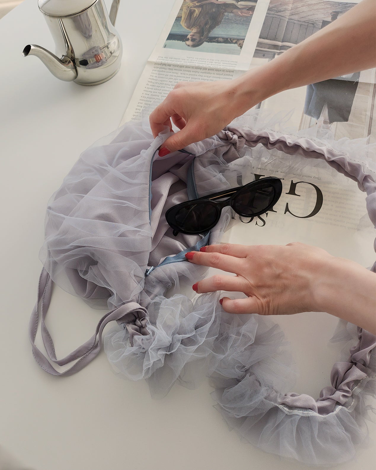 tulle shirring frill bag