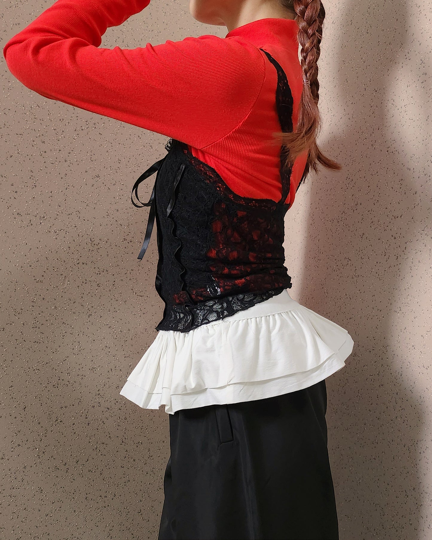 lace ribbon sheer bustier