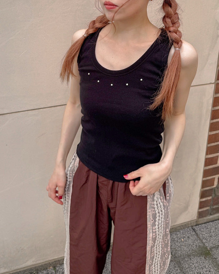 studs point rib tank top
