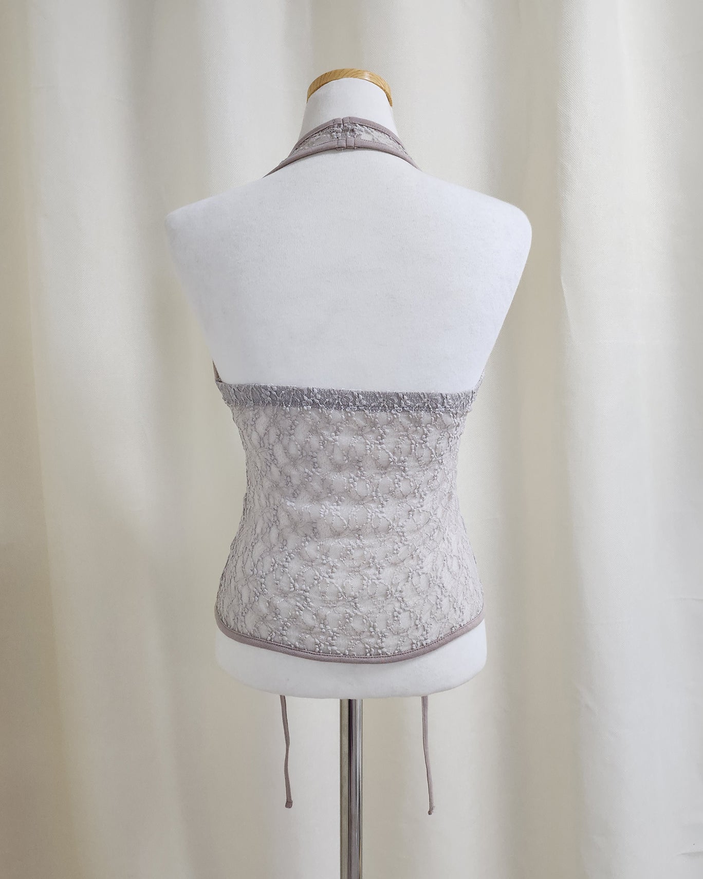 lace sheer halter neck bustier