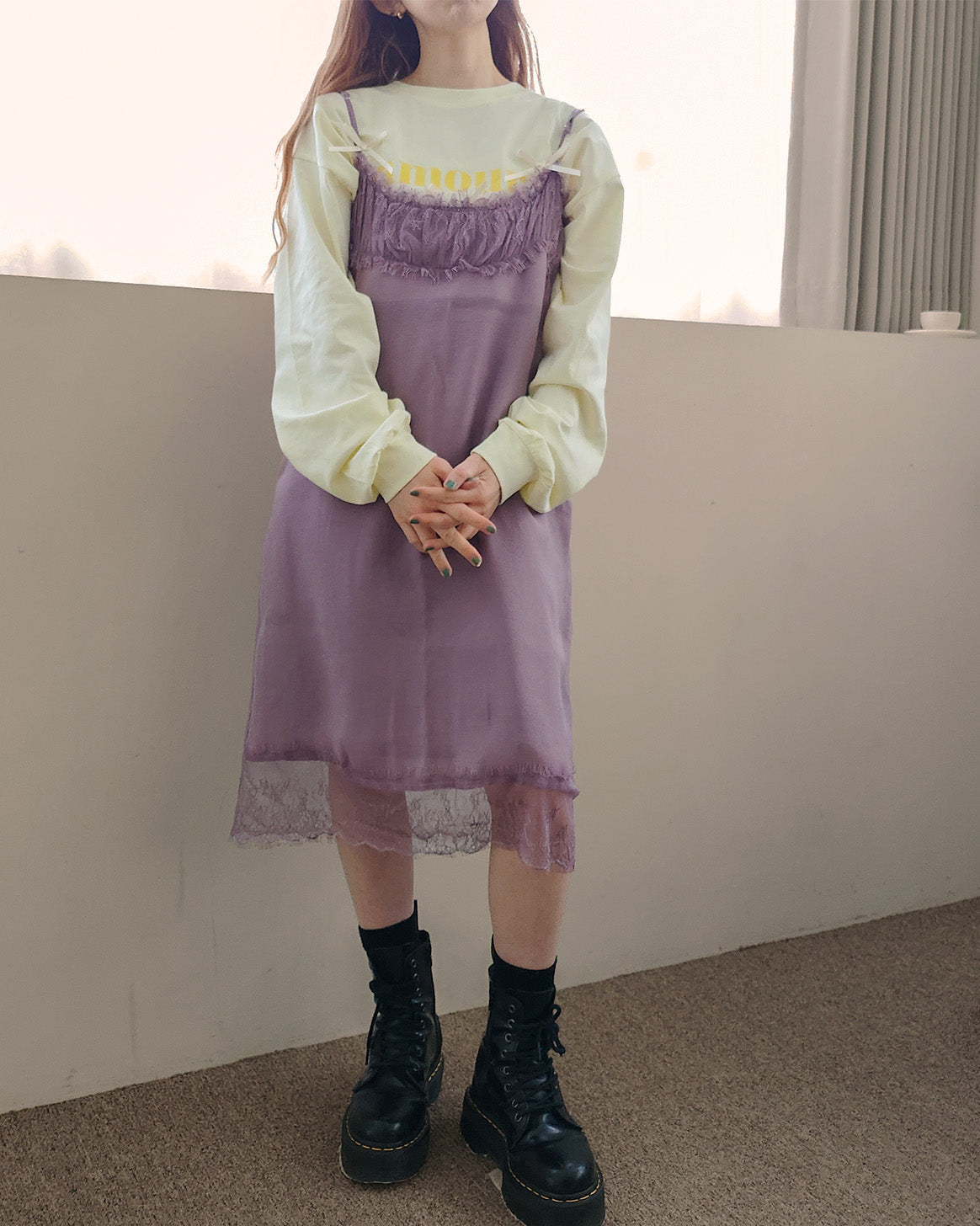 lace point camisole midi dress