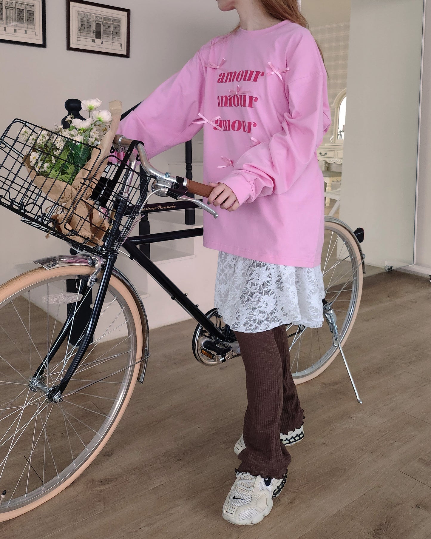 ribbon point logo long sleeve T