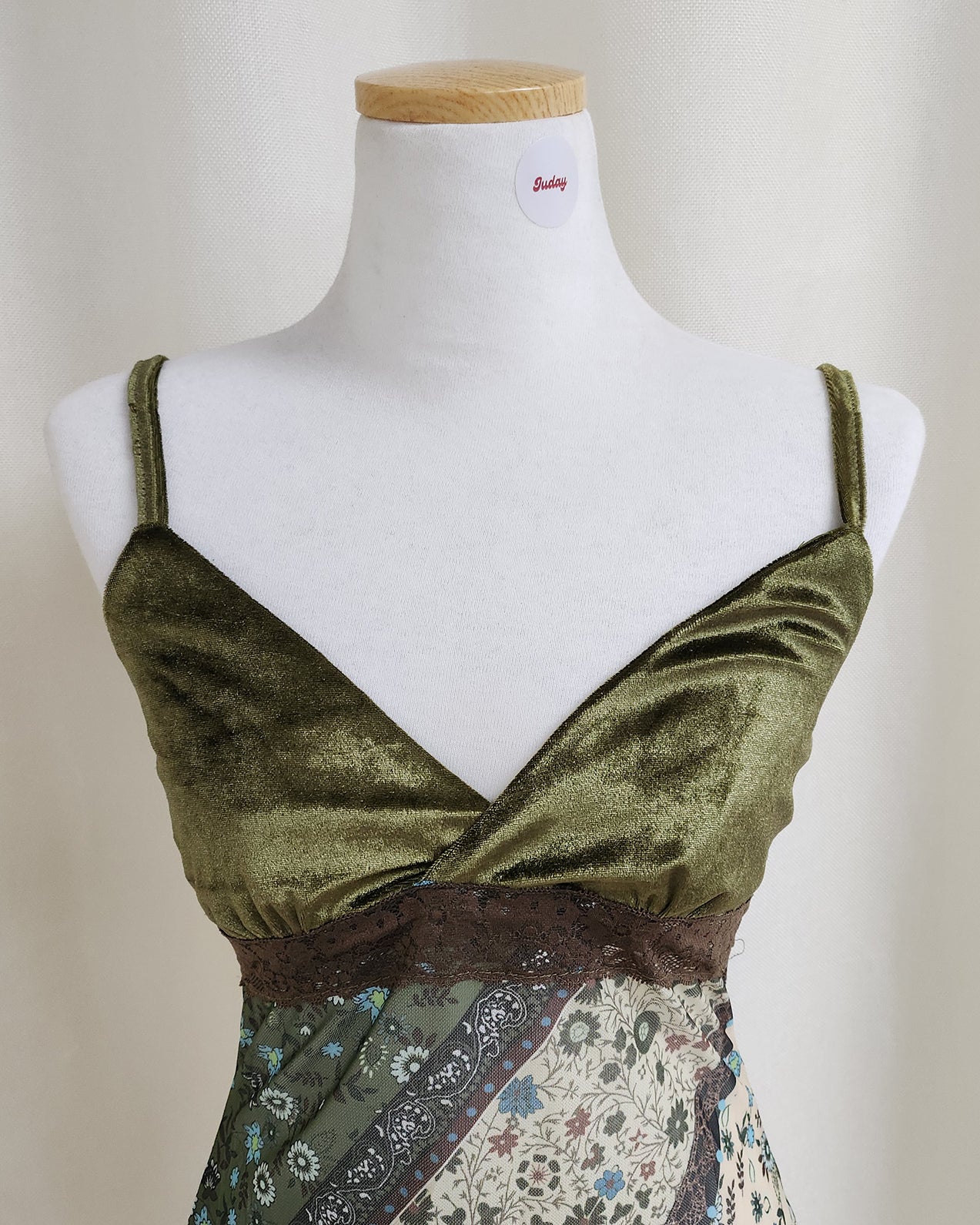 flower velvet switching sheer camisole