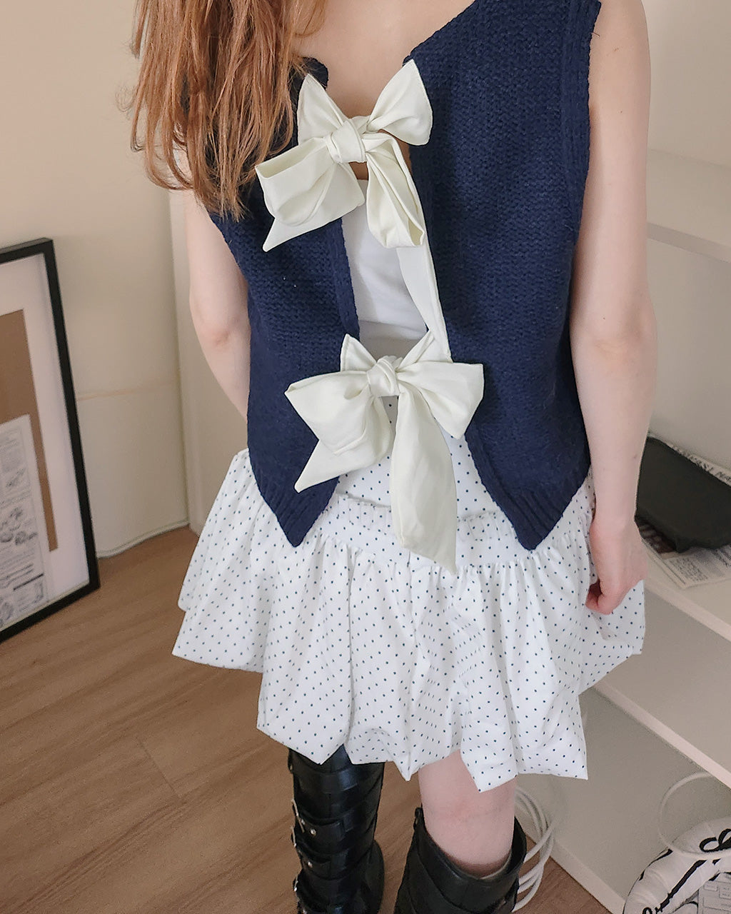 back ribbon knit vest