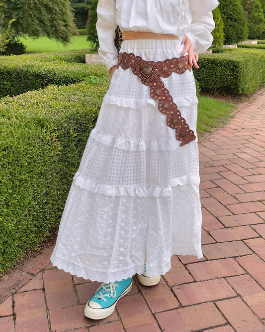 cotton tired long skirt