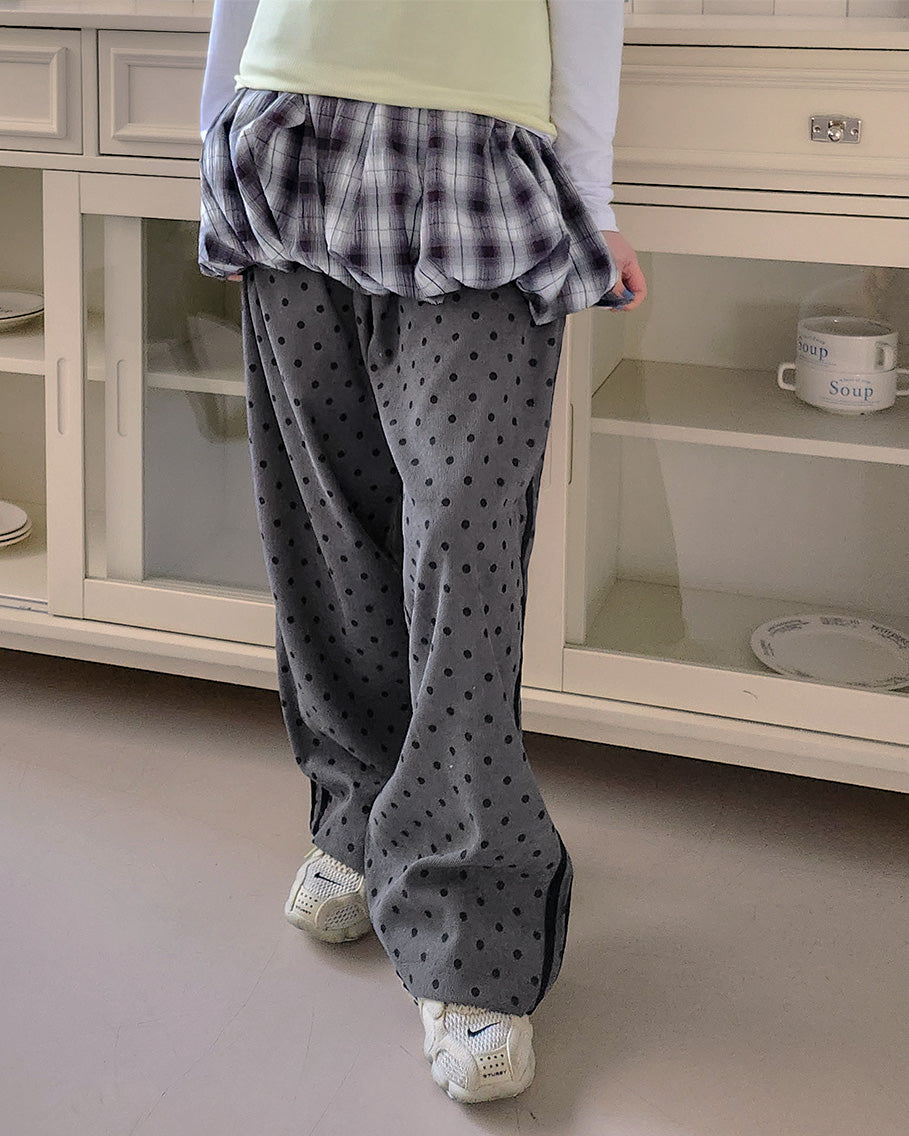 dot side line light corduroy pants