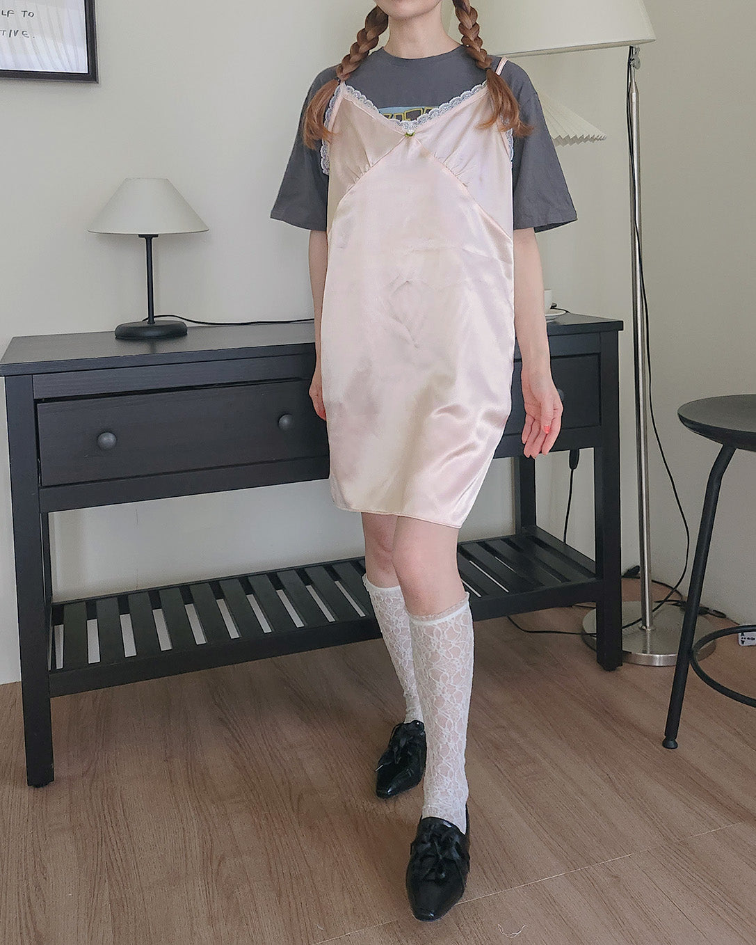 satin rose lingerie camisole dress