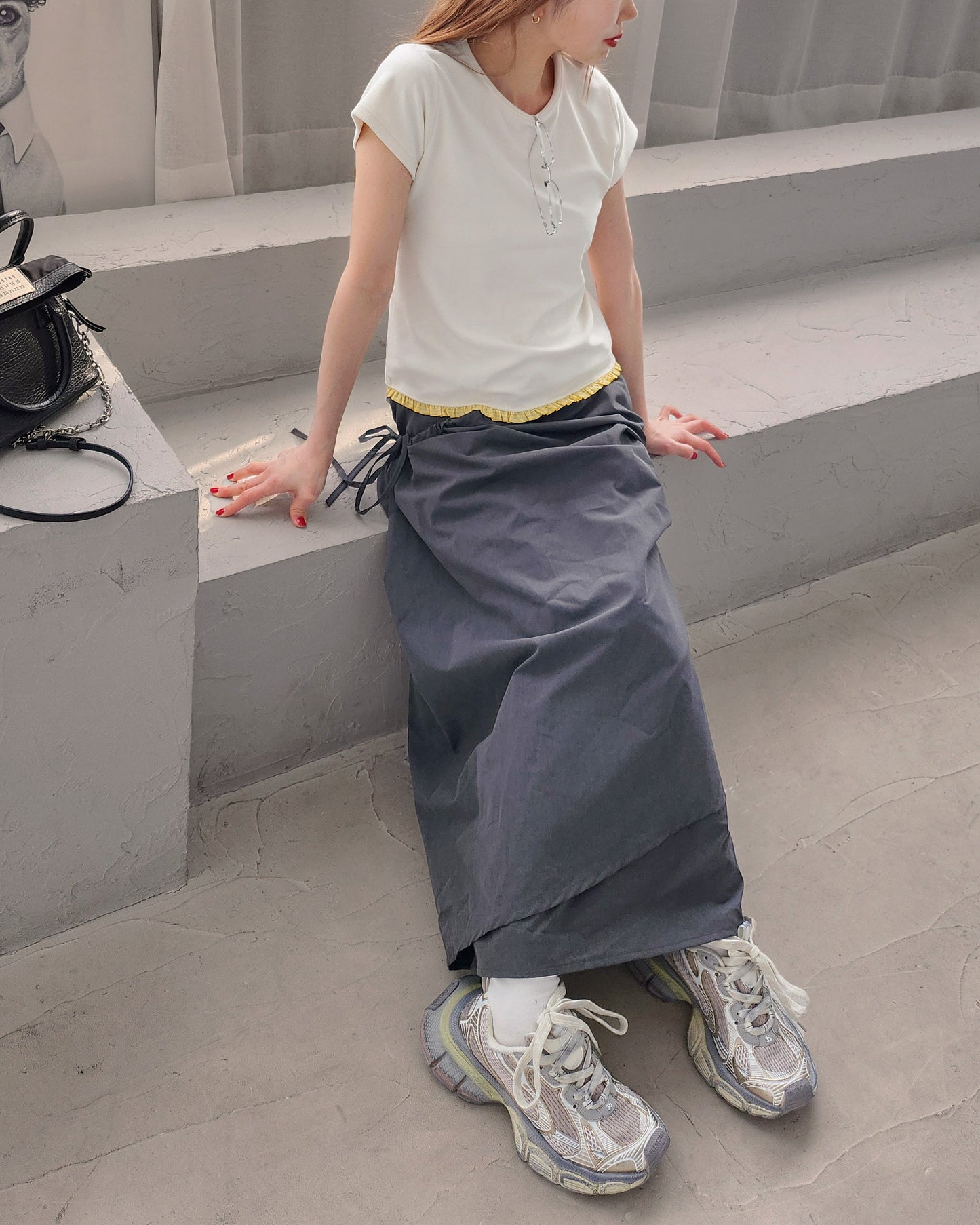 hem gingham check pile fabric T