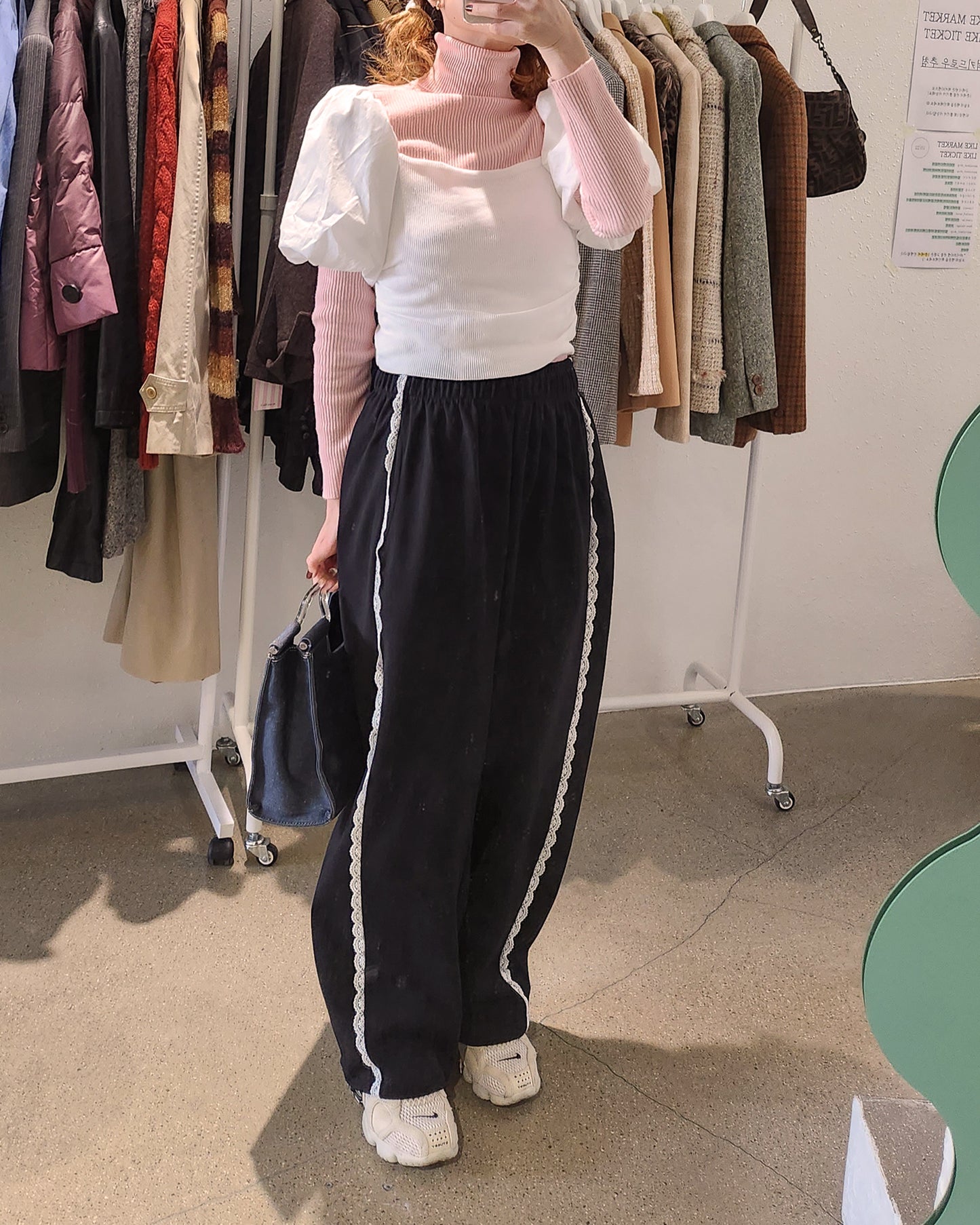 lace line sweat jogger pants