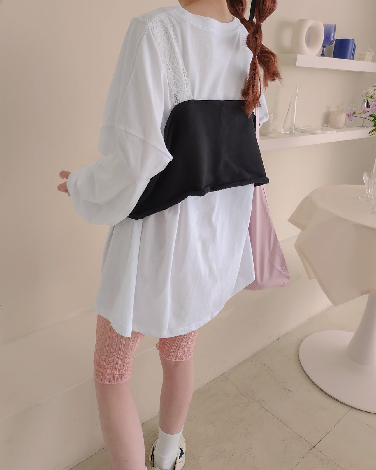 lace point logo sweat  bustier