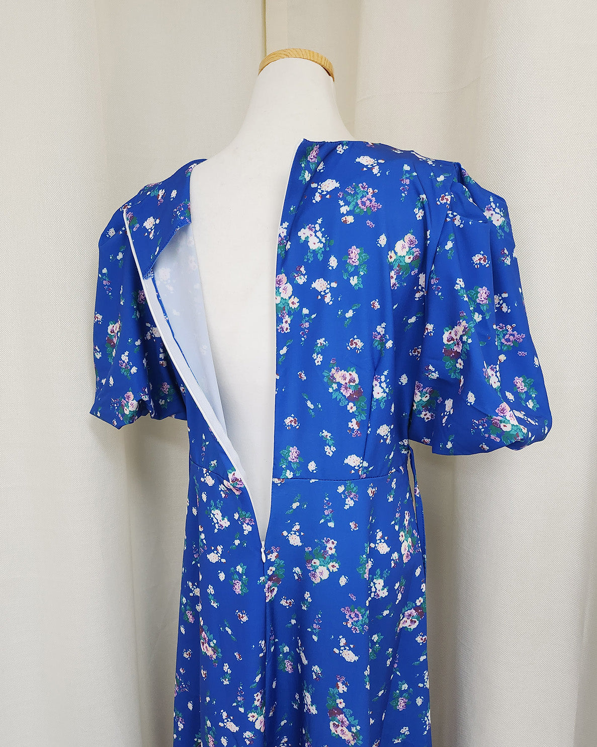 flower puff sleeve long dress