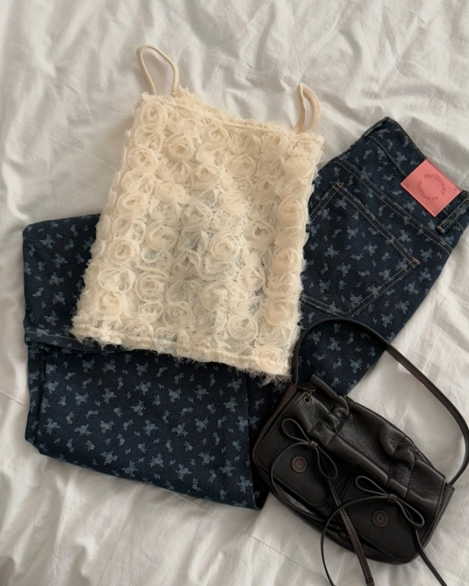 rose motif sheer bustier