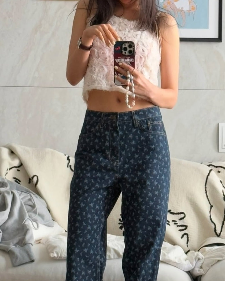 rose motif sheer bustier